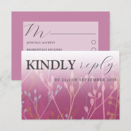 Rustic Wild Grasses Donkerroze RSVP Weddenschap Kaartje