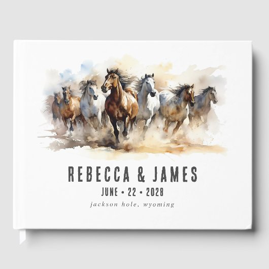 Rustic Wild Horses Boerderij Equestrian Weddenscha Gastenboek (Voorkant)