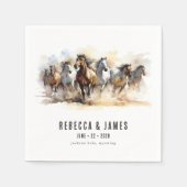 Rustic Wild Horses Boerderij Equestrian Weddenscha Servet (Voorkant)