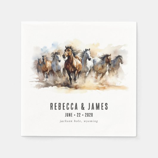 Rustic Wild Horses Boerderij Equestrian Weddenscha Servet (Voorkant)