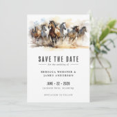 Rustic Wild Horses Ranch Equestrian Photo Weddensc Save The Date (Staand voorkant)
