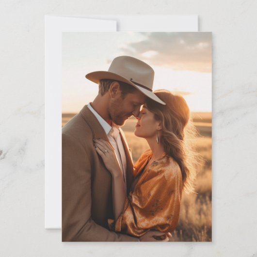 Rustic Wild Horses Ranch Equestrian Photo Weddensc Save The Date (Achterkant)