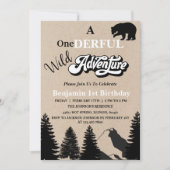 Rustic Wild One Adventure First Birthday Party Kaart (Voorkant)
