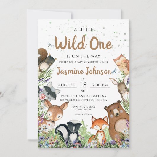 Rustic Wild One Forest Creats Baby shower Kaart (Voorkant)