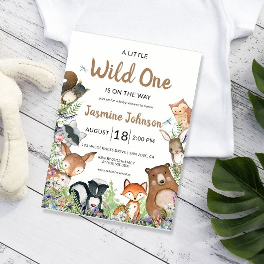 Rustic Wild One Forest Creats Baby shower Kaart