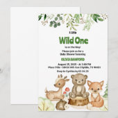 Rustic Wild One Forest Creats Baby shower Kaart (Voorkant / Achterkant)