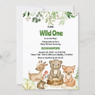 Rustic Wild One Forest Creats Baby shower Kaart