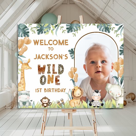 Rustic Wild One Safari 1e verjaardag welkomstbord Perfect Poster