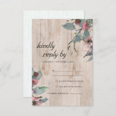 RUSTIC WILD PINK EUCALYPTUS FLORAL WEDDING RSVP INFORMATIEKAARTJE (Voorkant / Achterkant)