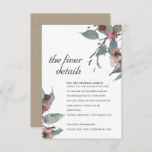RUSTIC WILD PINK EUCALYPTUS FLORAL WEDING DETAIL INFORMATIEKAARTJE (Voorkant / Achterkant)