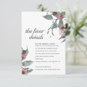 RUSTIC WILD PINK EUCALYPTUS FLORAL WEDING DETAIL INFORMATIEKAARTJE (Staand voorkant)