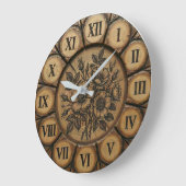 Rustic Wild Rose Wall Clock | Wood-Look Farmhouse  Grote Klok (Hoek)