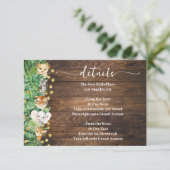 Rustic Wild Safari Animals Baby shower Details Informatiekaartje (Staand voorkant)
