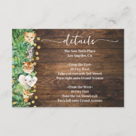 Rustic Wild Safari Animals Baby shower Details Informatiekaartje