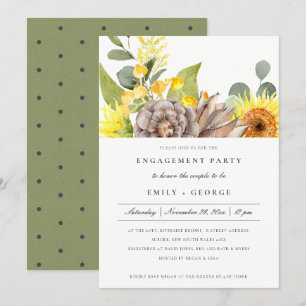 RUSTIC WILD SUNFLOWER EUCALYPTUS FLORAL VERLOVING KAART