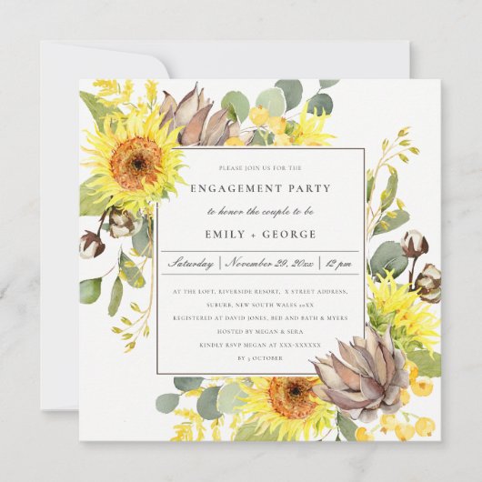 RUSTIC WILD SUNFLOWER EUCALYPTUS FLORAL VERLOVING KAART (Voorkant)