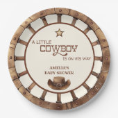 Rustic Wild West Cowboy Baby Shower Papieren Bordje (Voorkant)