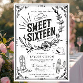 Rustic Wild West Sweet Sixteen Verjaardagsfeest Kaart
