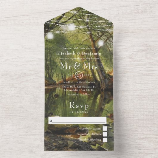 Rustic Wild Woodland Greenery Weddenschap All In One Uitnodiging (Binnen)