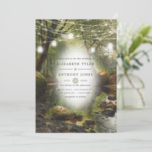 Rustic Wild Woodland Greenery Wedding Kaart (Staand voorkant)