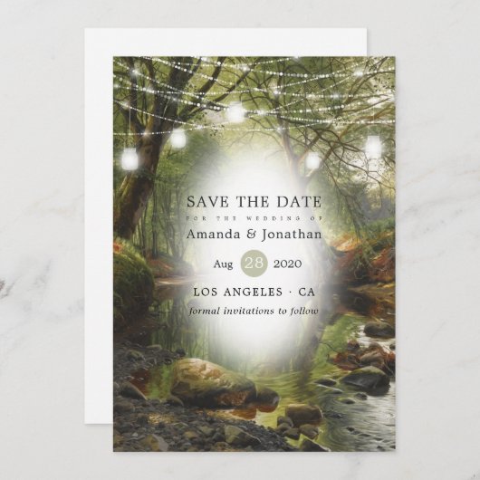 Rustic Wild Woodland Greenery Wedding Save The Date (Voorkant / Achterkant)