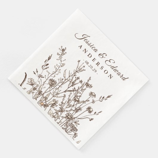 Rustic Wildbloemen Aarde, gepersonaliseerd Servet (Hoek)