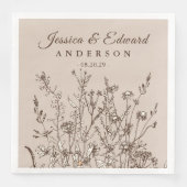 Rustic Wildbloemen Earthy Floral Personalized Pape Servet (Voorkant)