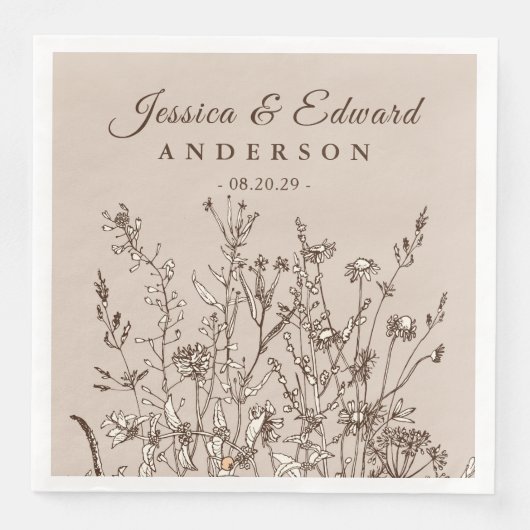 Rustic Wildbloemen Earthy Floral Personalized Pape Servet (Voorkant)