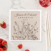 Rustic Wildbloemen Earthy Floral Personalized Pape Servet (Insitu)