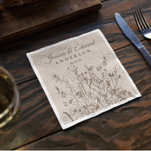 Rustic Wildbloemen Earthy Floral Personalized Pape Servet