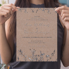 Rustic Wildbloemen Kraft Herfst Floral Wedding Inv Kaart