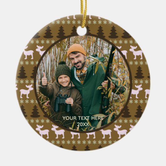 Rustic Wilderness, Brown, Two Photo, Two Sided Keramisch Ornament (Voorkant)