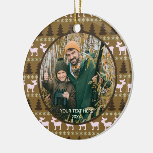 Rustic Wilderness, Brown, Two Photo, Two Sided Keramisch Ornament (Links)