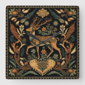 Rustic Wilderness Deer Vierkante Klok (Voorkant)