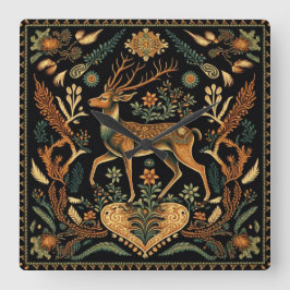 Rustic Wilderness Deer Vierkante Klok