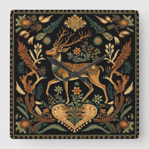 Rustic Wilderness Deer Vierkante Klok