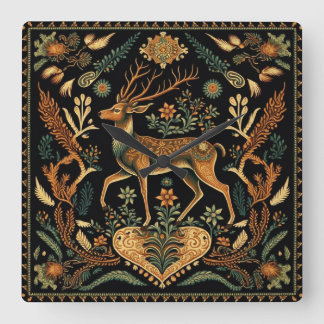 Rustic Wilderness Deer Vierkante Klok