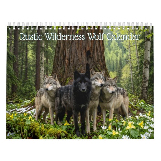 Rustic Wilderness Wolf Muurkalender Kalender (Hoes)