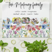 Rustic Wildflower 5 Foto naam voornamen Theedoek (Gevouwen)