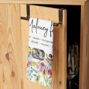 Rustic Wildflower 5 Foto naam voornamen Theedoek