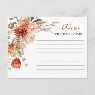 Rustic Wildflower Baby shower Advies voor mama Informatiekaartje