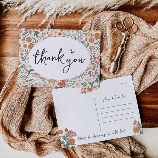 Rustic Wildflower Baby shower Briefkaart