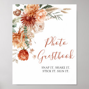 Rustic Wildflower Baby shower Foto Guestbook Poster