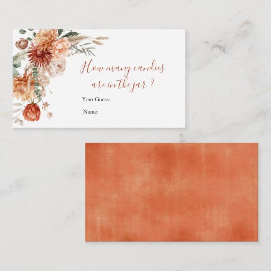 Rustic Wildflower Baby shower Hoeveel Snoepjes Informatiekaartje (Voorkant / Achterkant)