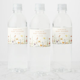 Rustic Wildflower Baby shower Water Bottle Label Waterfles Etiket