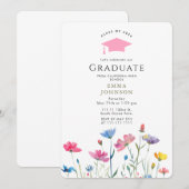 Rustic Wildflower Boho Afstudeerfeest Kaart (Voorkant / Achterkant)