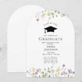 Rustic Wildflower Boho Afstudeerfeest Kaart (Voorkant / Achterkant)