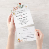 Rustic Wildflower Boho Wedding Invitation All In One Uitnodiging (Afscheurbaar)