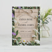 Rustic Wildflower Botanical Kraft Paper Wedding Kaart (Staand voorkant)