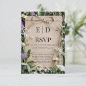 Rustic Wildflower Botanical Kraft Paper Wedding RSVP Kaartje (Staand voorkant)